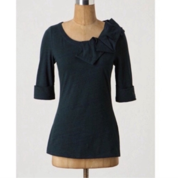 3/$20 Anthropologie Postmark Green Ruffle Top - Picture 1 of 7